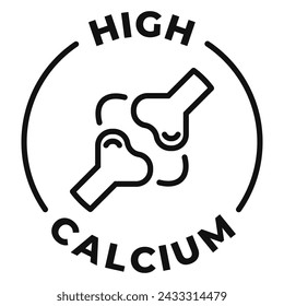 High calcium icon. High calcium label. Vitamins and minerals vector illustration for product packaging logo, sign, symbol or emblem isolated.