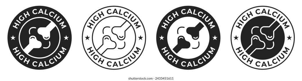 High calcium label. Rich source of daily calcium illustration for product packaging icon, logo, sign, symbol or emblem isolated.