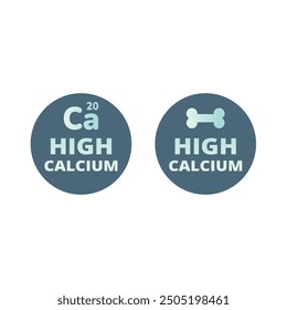 High calcium vector label. Food or supplement colorful sticker.