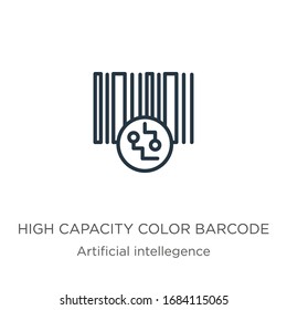 High Capacity Color Barcode Icon. Thin Linear High Capacity Color Barcode Outline Icon Isolated On White Background From Artificial Intellegence And Future Technology Collection. Line Vector Sign, 