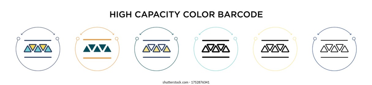 High Capacity Color Barcode Icon In Filled, Thin Line, Outline And Stroke Style. Vector Illustration Of Two Colored And Black High Capacity Color Barcode Vector Icons Designs Can Be Used For Mobile, 