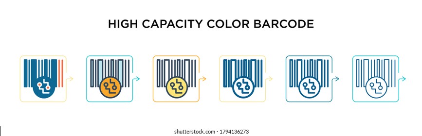 High Capacity Color Barcode Vector Icon In 6 Different Modern Styles. Black, Two Colored High Capacity Color Barcode Icons Designed In Filled, Outline, Line And Stroke Style. Vector Illustration Can 