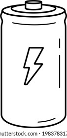 High Capacity Lithium Battery. Vector Outline Icon.