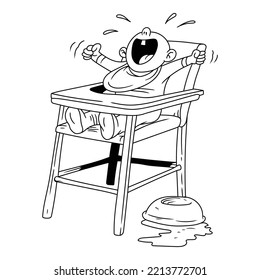 high chair cry baby coloring page