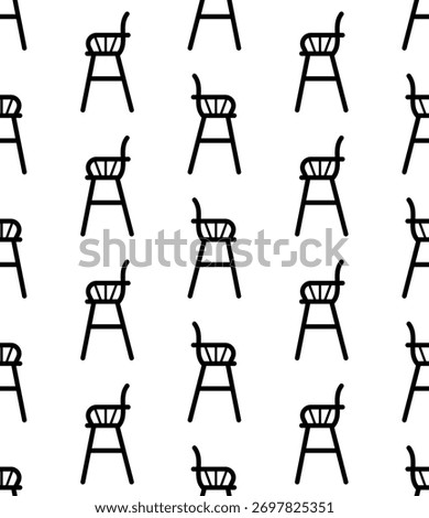 High Chair Icon Seamless Pattern, Wide Base Tall Lag Chair Vector Art Illustration