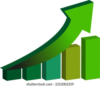 High chart 3D vector. In shades of green. Bull market on stock exchange concept