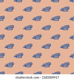 High chef hat engraved seamless pattern. Kitchen traditional element for cook in hand drawn style. Sketch texture for fabric, wallpaper, textile, print, title, wrapping paper. Vector illustration.