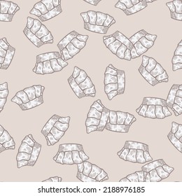 High chef hat engraved seamless pattern. Kitchen traditional element in hand drawn style. Sketch texture for fabric, wallpaper, textile, print, title, wrapping paper. Vector illustration.