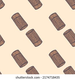 High chef hat sketch seamless pattern. Kitchen traditional element for cook in hand drawn style. Engraved texture for fabric, wallpaper, textile, print, title, wrapping paper. Vector illustration.