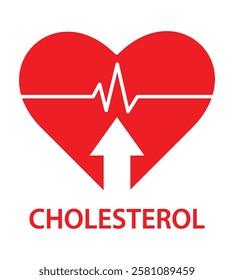 High cholesterol heart icon design vector illustration isolated on white. Cholesterol, obesity overweight sign icon symbol. Heart care cardiology sign. World heart day concept for banner or poster.