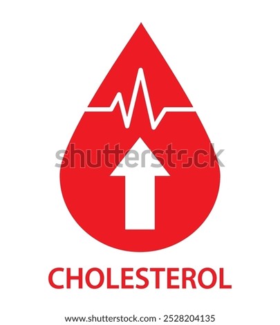 High cholesterol icon design vector illustration isolated on white. Blood cholesterol, obesity overweight sign icon symbol. Heart care cardiology sign. World heart day concept for banner or poster. 
