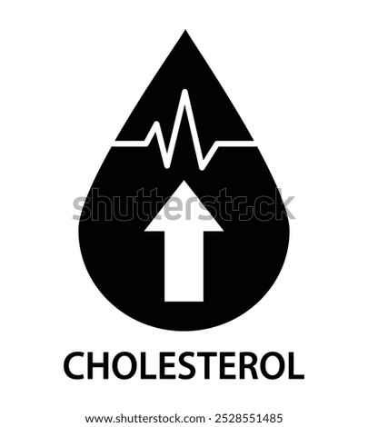 High cholesterol icon design vector illustration isolated on white. Blood cholesterol, obesity overweight sign icon symbol. Heart care cardiology sign. World heart day concept for banner or poster. 
