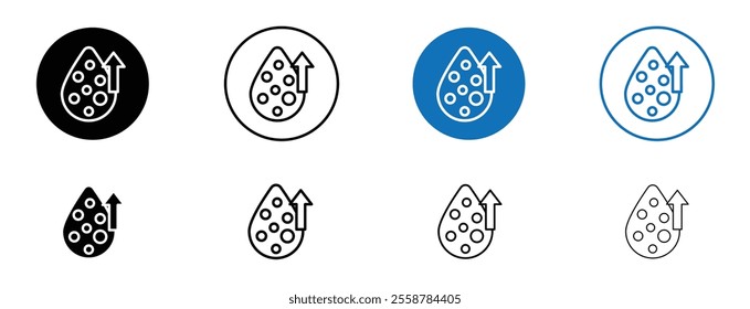 High cholesterol icon set in black and blue colors