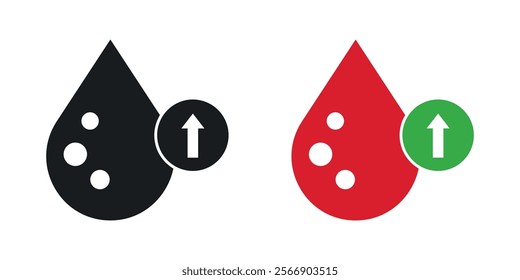 High cholesterol icon set in black and colored