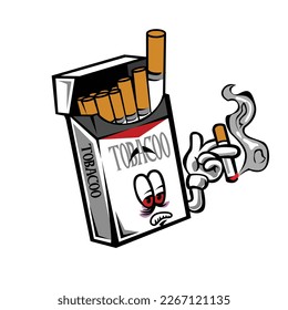 A High Cigarette Box Smoking his own pack Illustration