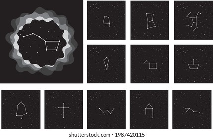 Hochkreiszeichen auf weißem Hintergrund. Horoskop, schwarz-weiß. DIY Kiste Zauberlicht. Papierschnitt-Design