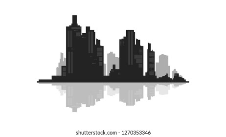 High City Silhouette With Reflection