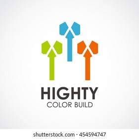 High of color pillar abstract vector and logo design or template build business icon of company identity symbol concept