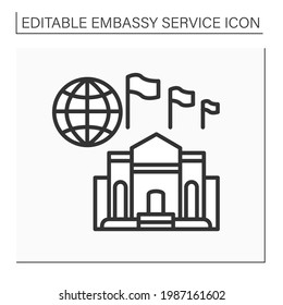 High commission line icon. Diplomatic mission, found in countries members of the Commonwealth of Nations.Embassy service concept. Isolated vector illustration. Editable stroke