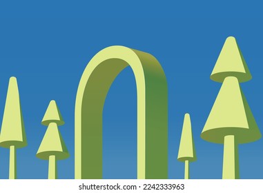 high contrast A003_ECO door frame with trees thats means enter the door of ECO category vector illustration graphic EPS 10
