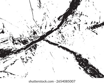 Uma imagem abstrata de alto contraste apresentando uma textura grunge em preto e branco. O estilo silhueta caracteriza-se por formas irregulares e arrojadas e uma aparência aflita e texturizada.