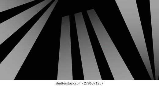 High contrast abstract radial black and gray stripes
