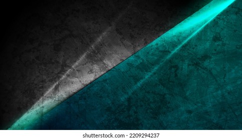 High contrast black and blue abstract glowing grunge background with smooth stripes. Vector design