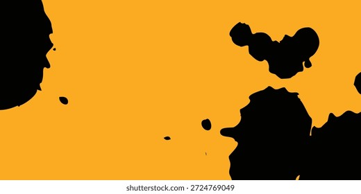 High Contrast Black Ink Splatter on Solid Orange Background