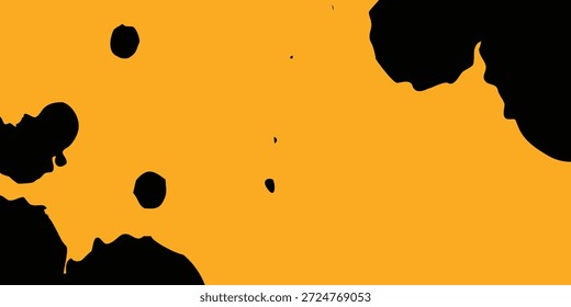 High Contrast Black Ink Splatter on Solid Orange Background