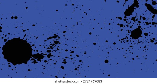 Alto Contraste Preto Splatter no Fundo Azul Sólido