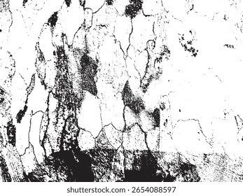 A high contrast black and white abstract grunge texture featuring a cracked surface and organic shapes. This silhouette is isolated on a transparent background.