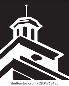 High contrast black and white architectural dome cupola roof building graphic vector