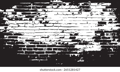 a high contrast black and white brick wall with a distressed and textured effect for a grungy aesthetic