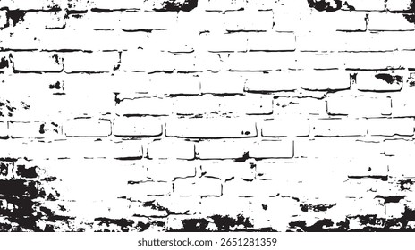 a high contrast black and white distressed brick wall texture with a weathered and grunge appearance look