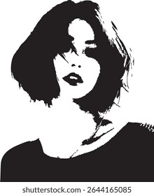 Retrato feminino preto e branco de alto contraste
