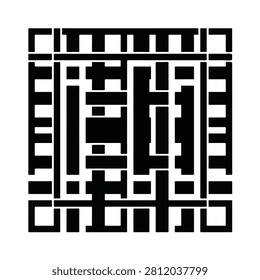 High contrast black and white geometric plaid pattern with symmetrical rectilinear shapes and abstract linear composition minimalist illustration