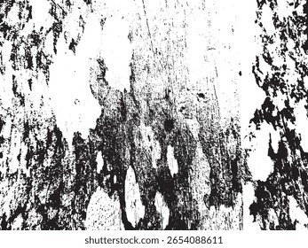 Uma textura grunge em preto e branco de alto contraste com manchas e listras irregulares de tinta. Esta silhueta abstrata é isolada em um fundo transparente.