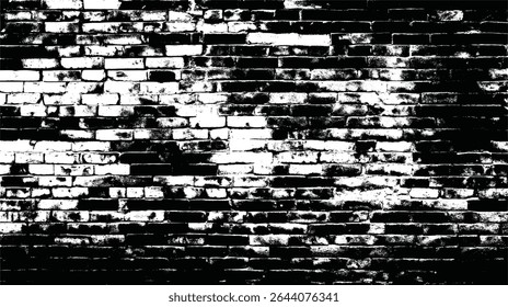 a high contrast black and white image of a brick wall with a distressed and grunge like appearance overall