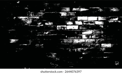 uma imagem em preto e branco de alto contraste de uma parede de tijolos mostrando textura e sombras em um estilo aflito