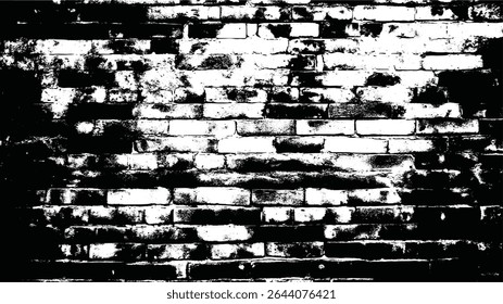 uma imagem em preto-e-branco de alto contraste de uma parede de tijolos exposta ao tempo com um visual fortemente texturizado e grunge