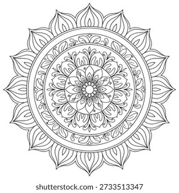 High Contrast Black and White Mandala with Labyrinth Border