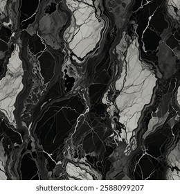 High Contrast Black and White Marble Abstract

