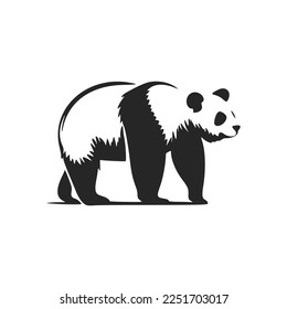 Ilustración vectorial del logotipo de panda blanco y negro de alto contraste.