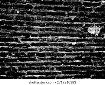 Ilustração de estêncil preto e branco de alto contraste de uma textura rústica de parede de tijolos. Arte vetorial minimalista para design urbano grunge, elementos de arte de rua e padrões de fundo angustiados.