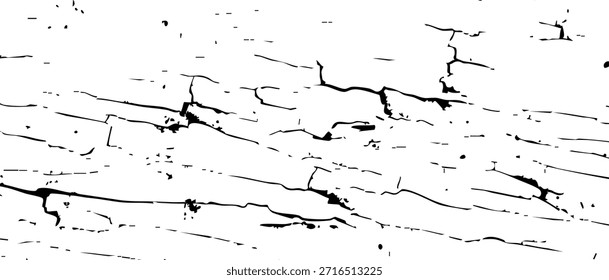 Textura en blanco y negro de alto contraste de superficie de madera agrietada con capas descascaradas y grano áspero, ideal para fondos, superposiciones y Elementos de diseño grunge.