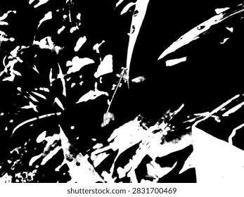 High contrast black and white vector illustration of a small damselfly perched on a leaf tip.