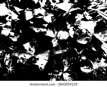 High contrast black and white vector illustration of oxalis triangularis leaves pattern.