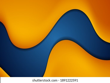 Olas brillantes azules y naranjas de alto contraste. Resumen de fondo corporativo de vector gráfico moderno