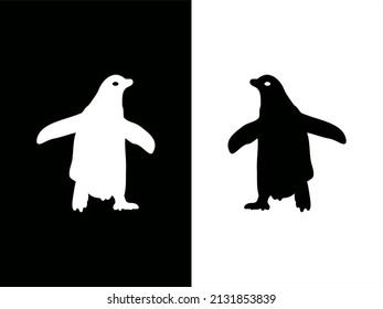 high contrast card with monochrome penguin