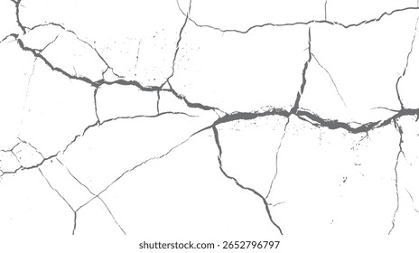 High contrast crack texture design background. Broken grunge lines with worn pattern. Ideal for vintage print and digital use.